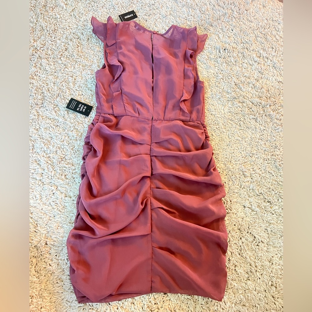 Express Mauve Ruffle Mini Dress - Picture 2 of 5